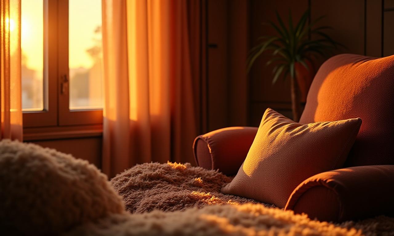 Dettaglio di un angolo relax nella Suite Tramonto con luce calda